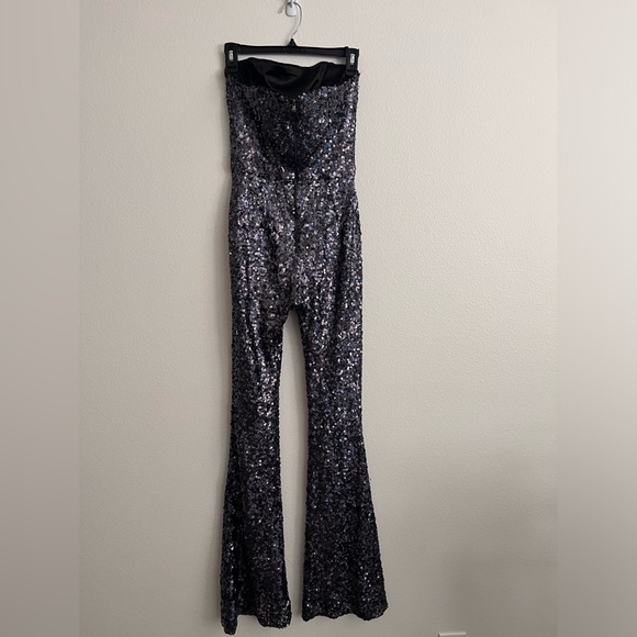 French Connection Lunar Sparkle Jumpsuit sequin size 4 small New Years flare leg - Picture 5 of 12